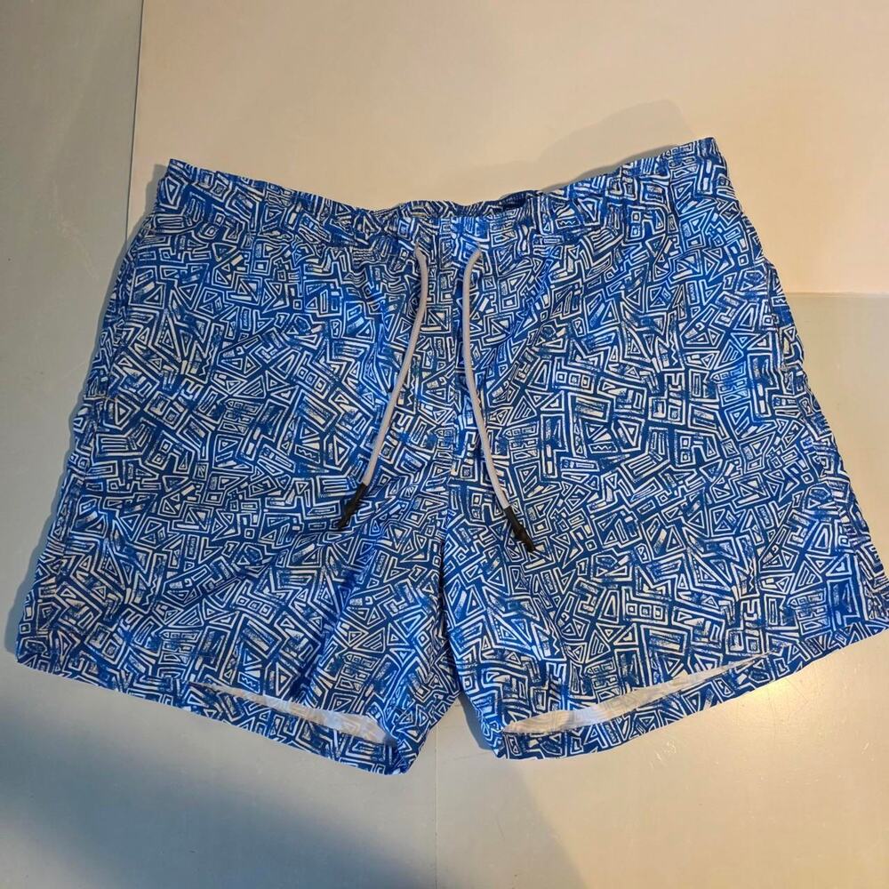 Steam beachwear blue‎ geometric swim